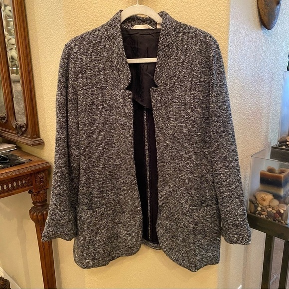 SOFT SURROUNDINGS Women Black & White Tweed Open Blazer Jacket Size Medium - Picture 1 of 7